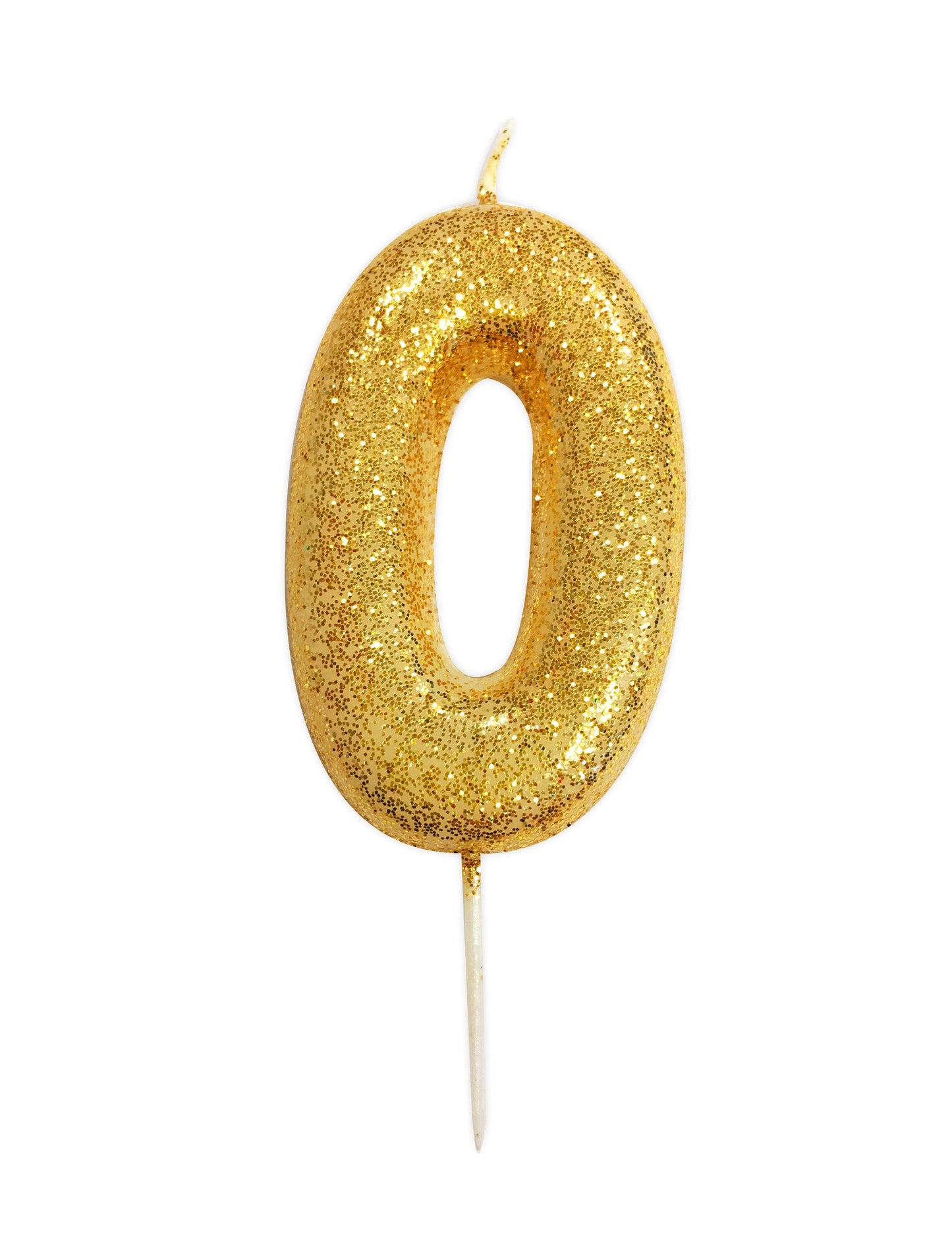 Zlata bleščeča sveča številka 0 9 cm