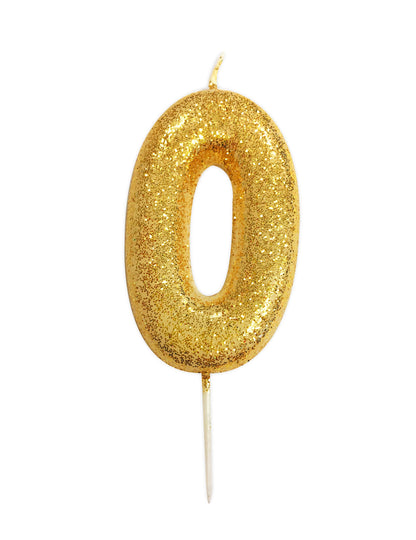 Zlata bleščeča sveča številka 0 9 cm