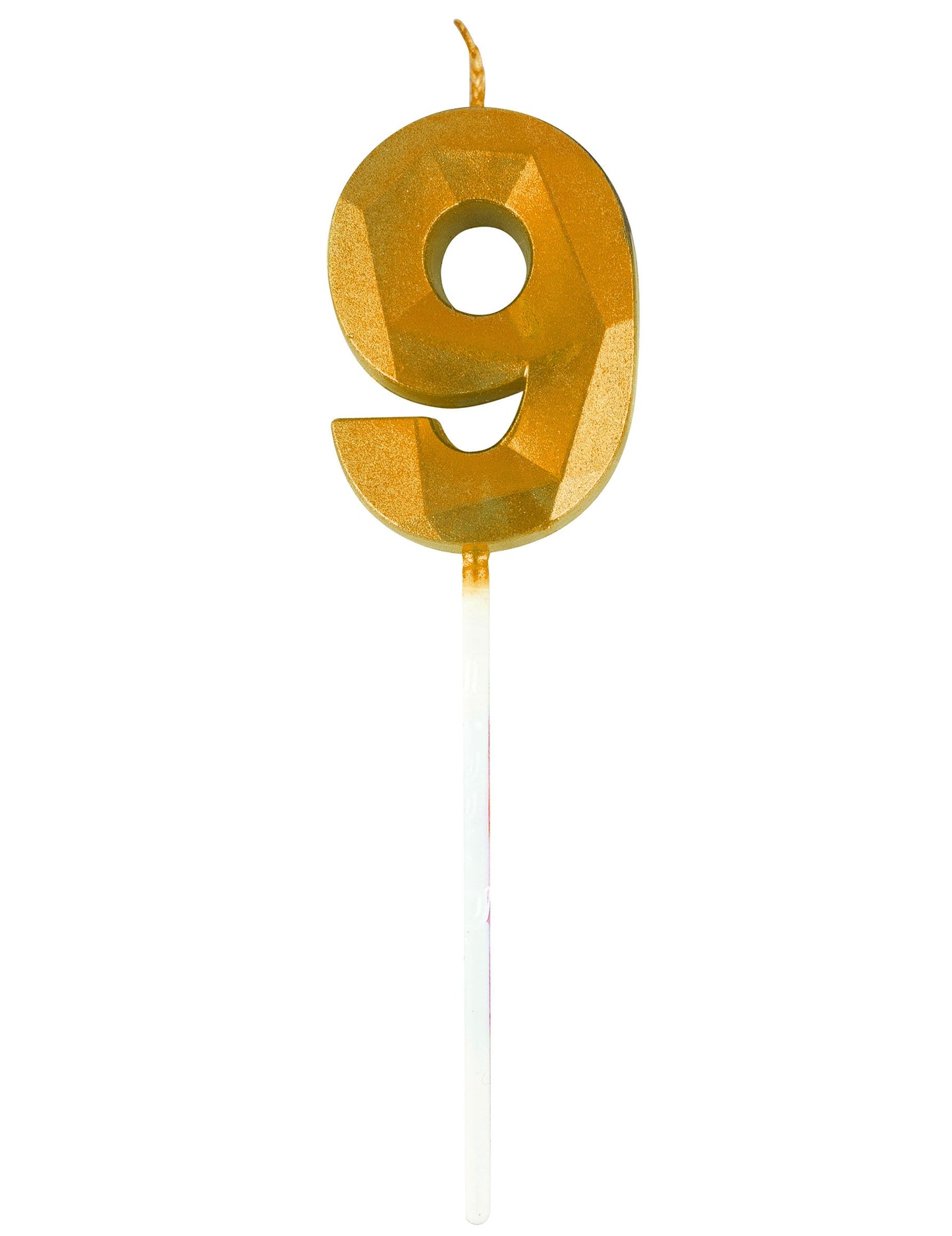 Détail du chiffre 9 de la bougie chiffre effet diamant pour anniversaire