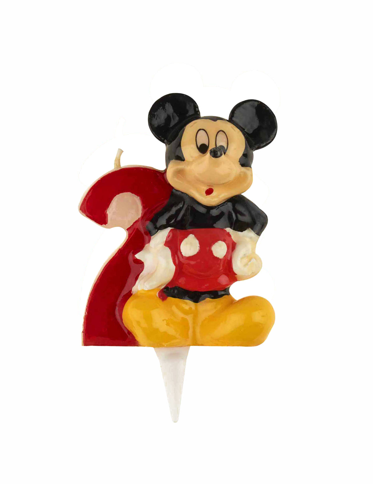Bougie chiffre 2 Mickey pour enfant rouge et jaune