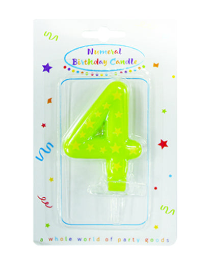 Numéro 4 vert de la bougie chiffre étoiles pour gâteau d'anniversaire