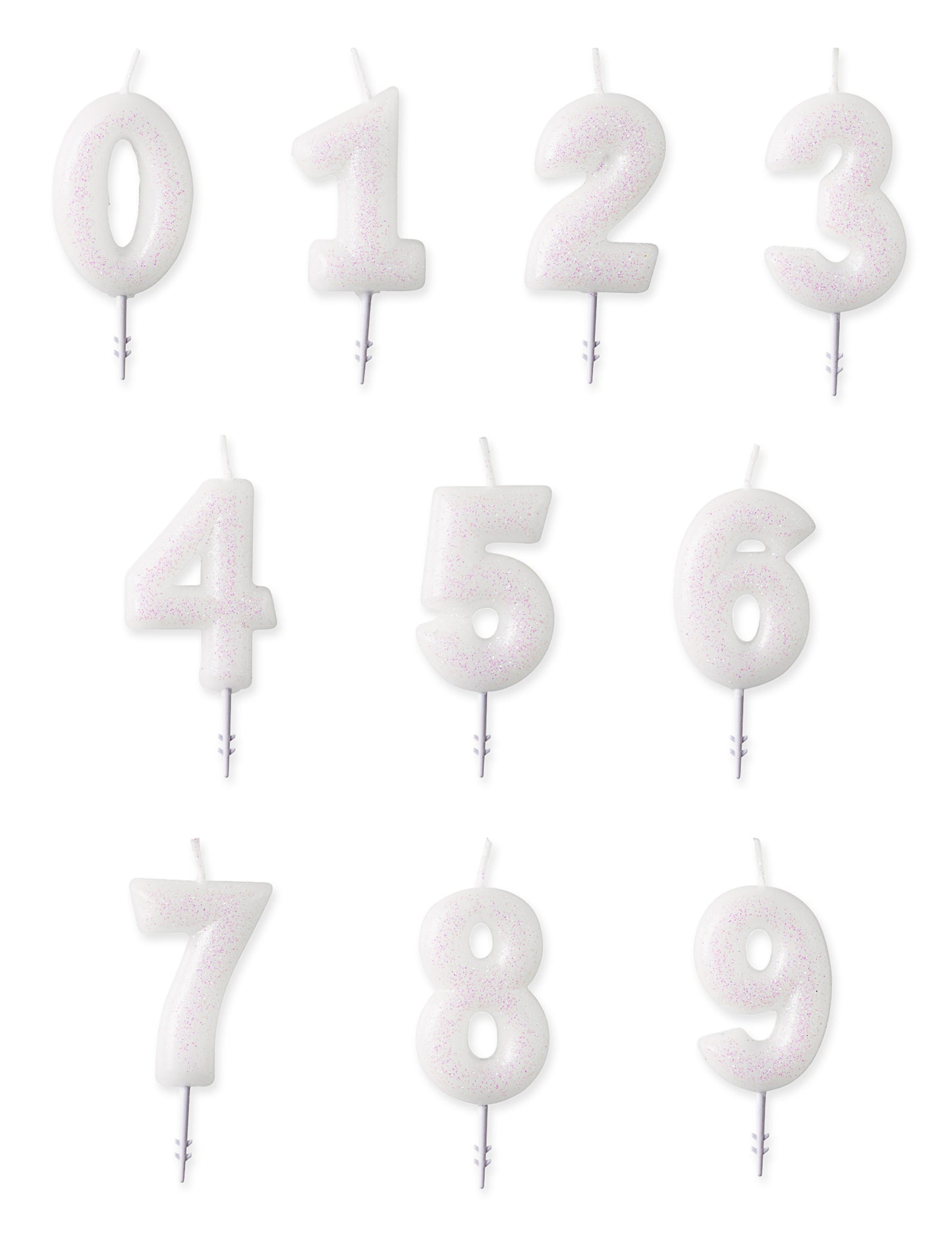 Bougie chiffre pour anniversaire blanche à paillettes