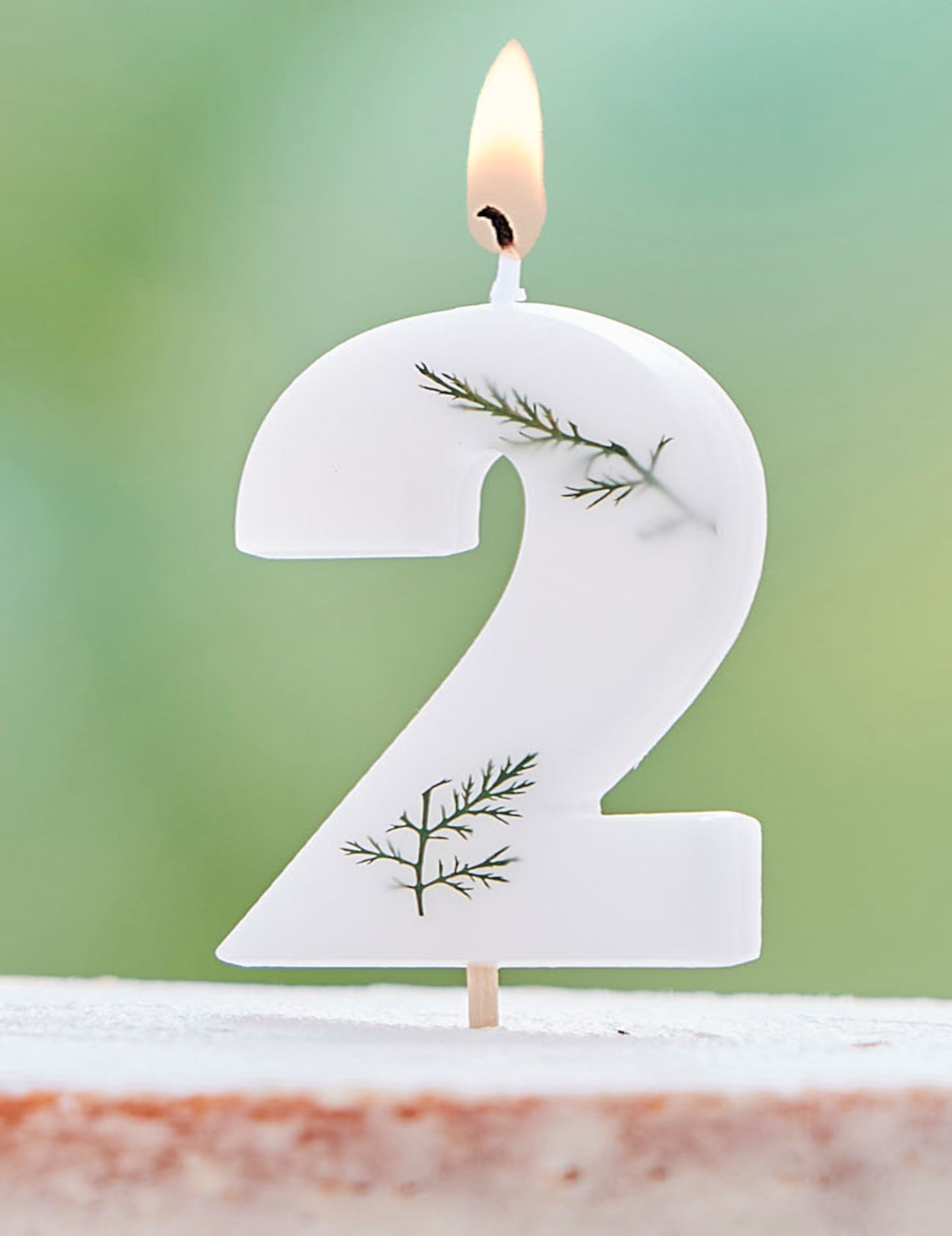 Bougie chiffre feuilles naturelles pour anniversaire