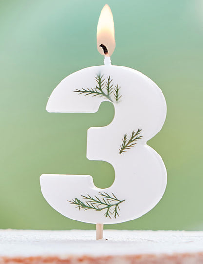 Bougie chiffre feuilles naturelles pour anniversaire