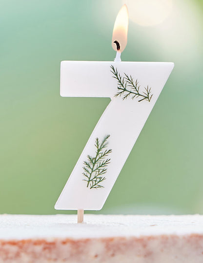 Bougie chiffre feuilles naturelles pour anniversaire