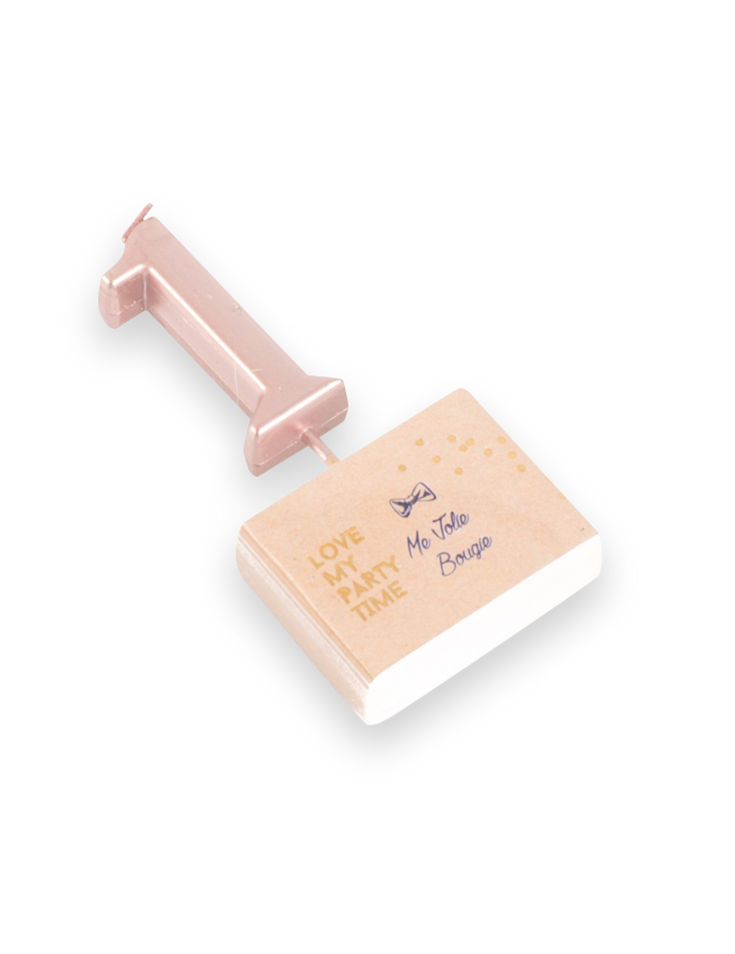 Rojstnodnevna svečka številka 1 rožnato zlata 4,3 cm s palčko 