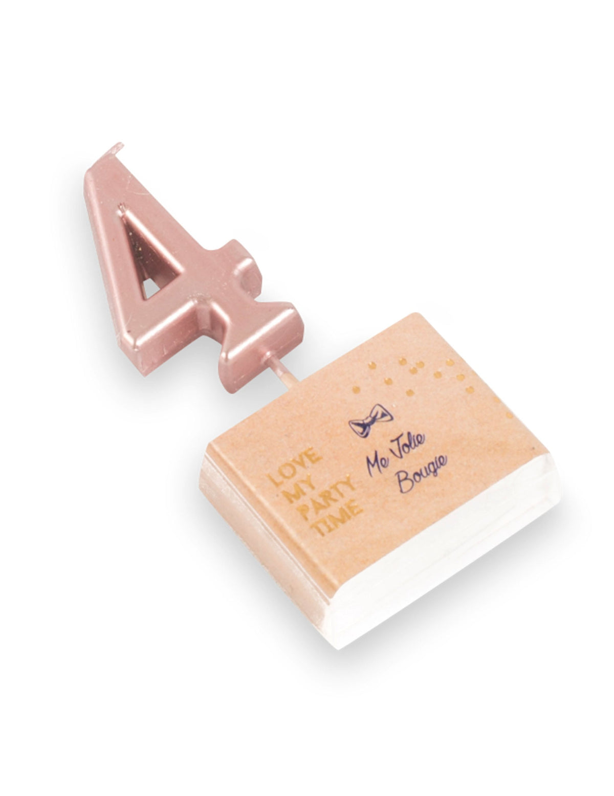 Bougie d'anniversaire chiffre 4 pour fête rose gold avec pic