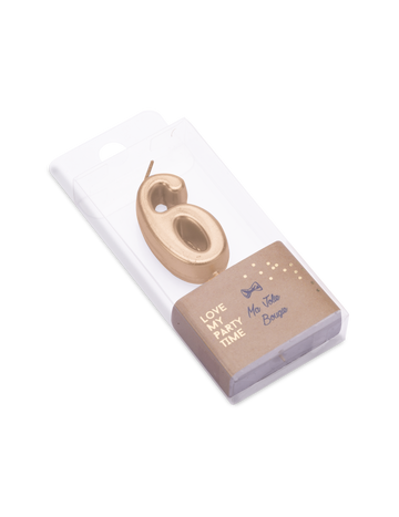 Kovinsko zlata rojstnodnevna svečka s številko 6 4.3 cm z vrhom