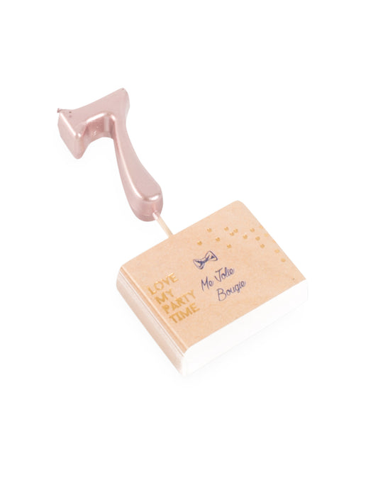 Bougie d'anniversaire chiffre 7 rose gold métallisée