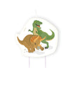 Bougie d'anniversaire grands dinosaures triceratops et t-rex pour enfant verte et marron