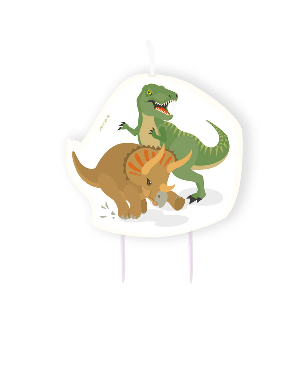 Velika rojstnodnevna sveča z dinozavri triceratopsom in t-rexom za otroka, zelena in rjava