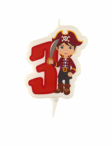 Pirat svečka za rojstni dan v obliki številke 3 z držalom 