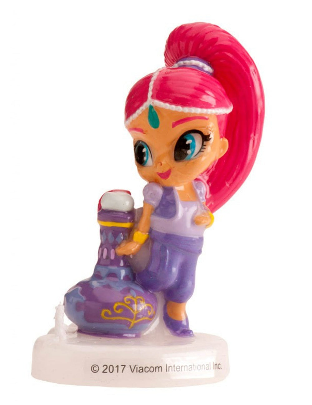 Vue de face de la figurine de la bougie d'anniversaire Shimmer
