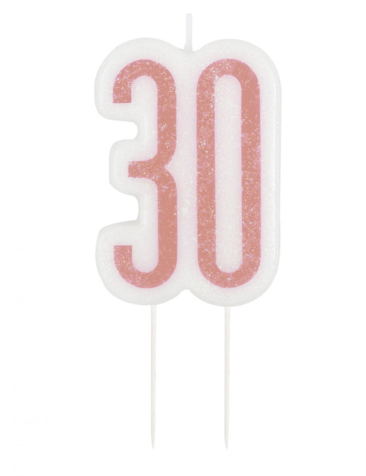 Bougie d'anniversaire sur pic 30 ans rose pailleté