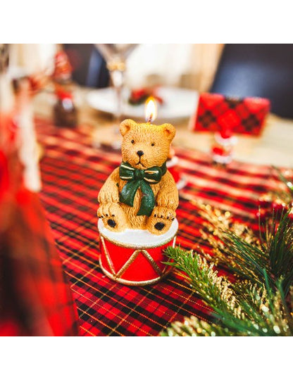 Medvedja sveča na bobnu 11 x 6 cm Božični okraski
