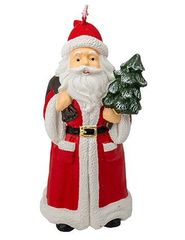 Božičkova sveča z drevescem in vrečo, 13,5 x 6,5 cm