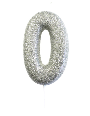 Srebrna bleščeča svečka s številko 7 na palčki cm za torto