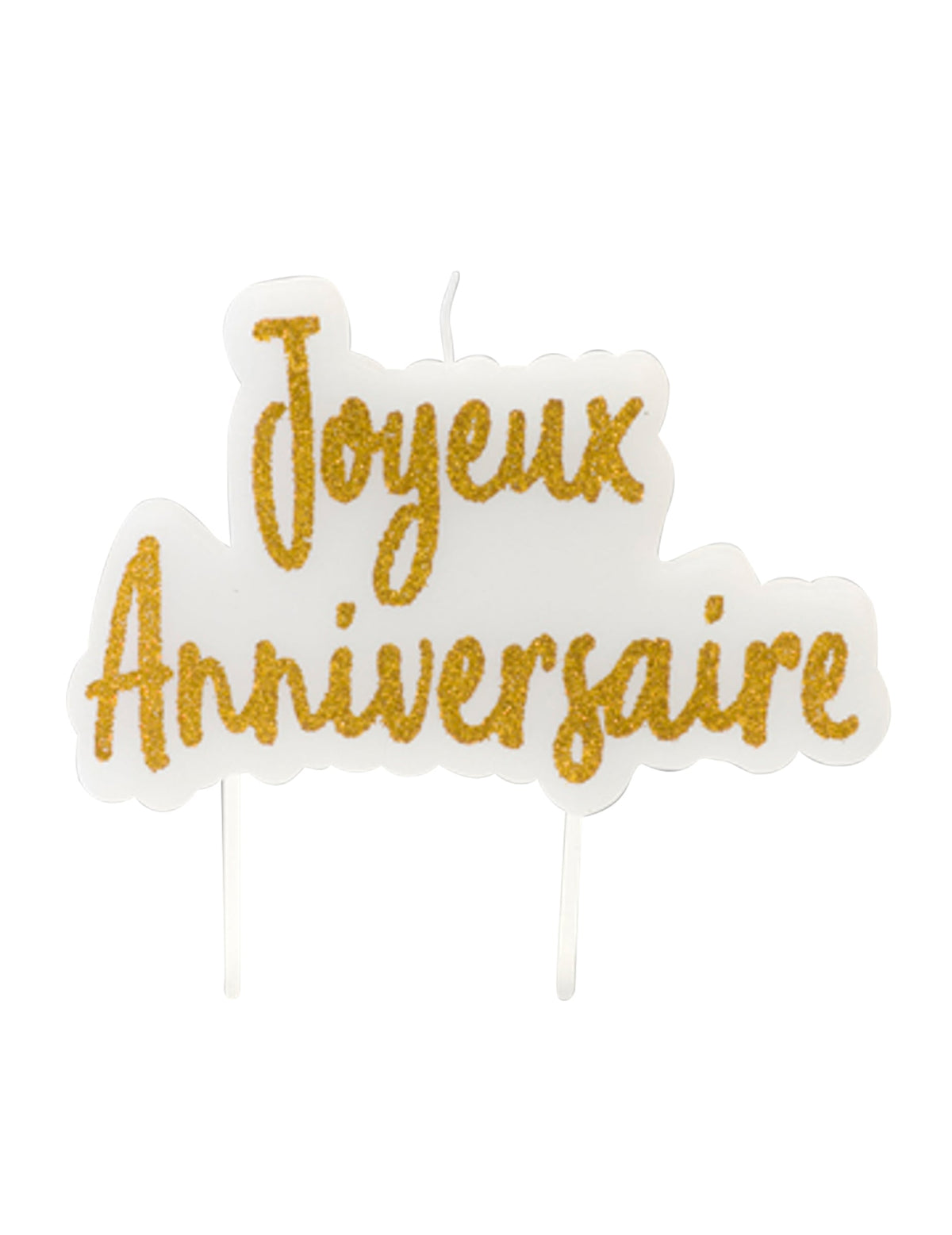Bougie sur pique joyeux anniversaire dorée pailletée