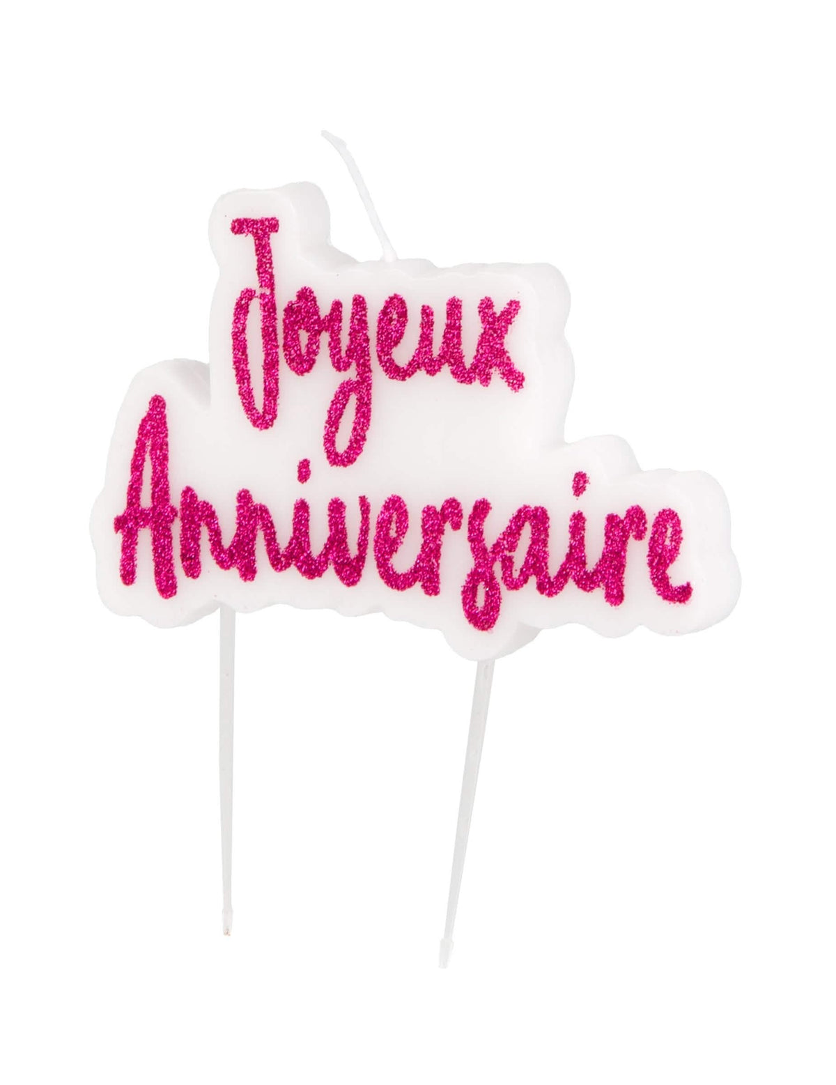 Sprednji pogled na svečo na palici rojstni dan Joyeux Anniversaire