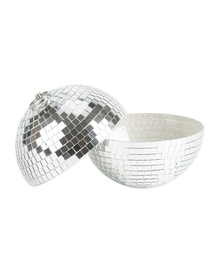 Boule à facettes à suspendre verre miroir argent 16cm emboîtable déco disco