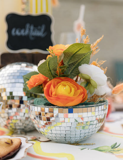 Boule à facettes à suspendre verre miroir argent 16cm emboîtable déco disco