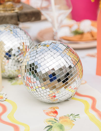 Boule à facettes à suspendre verre miroir argent 16cm emboîtable déco disco