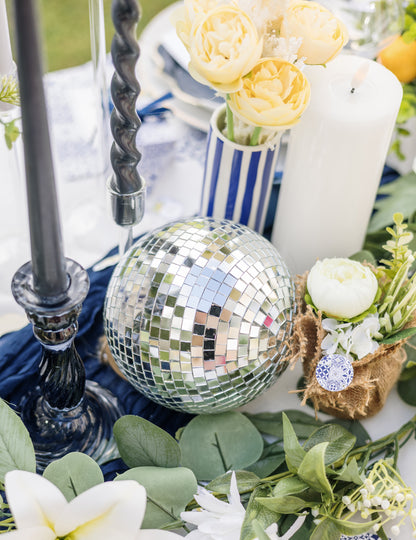 Boule à facettes à suspendre verre miroir argent 16cm emboîtable déco disco