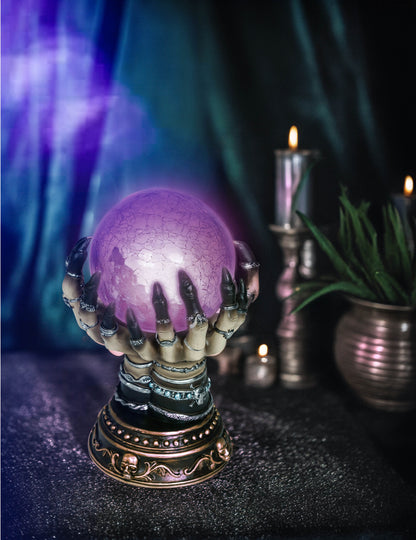 Boule de cristal lumineuse avec mains de voyante 23 cm