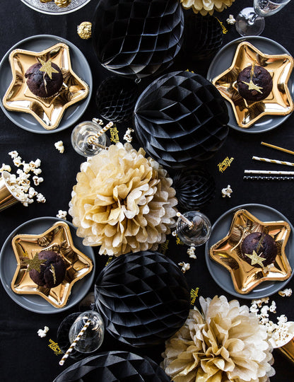 Črno satje papirna kroglica 20 cm