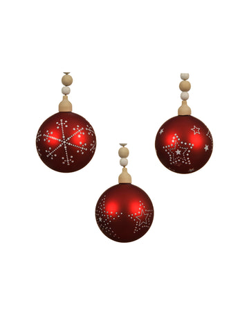 Rdeča steklena božična kroglica 8 cm naključni model 