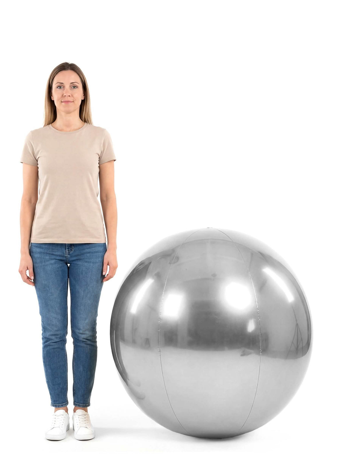 Srebrna napihljiva disko krogla 90 cm 