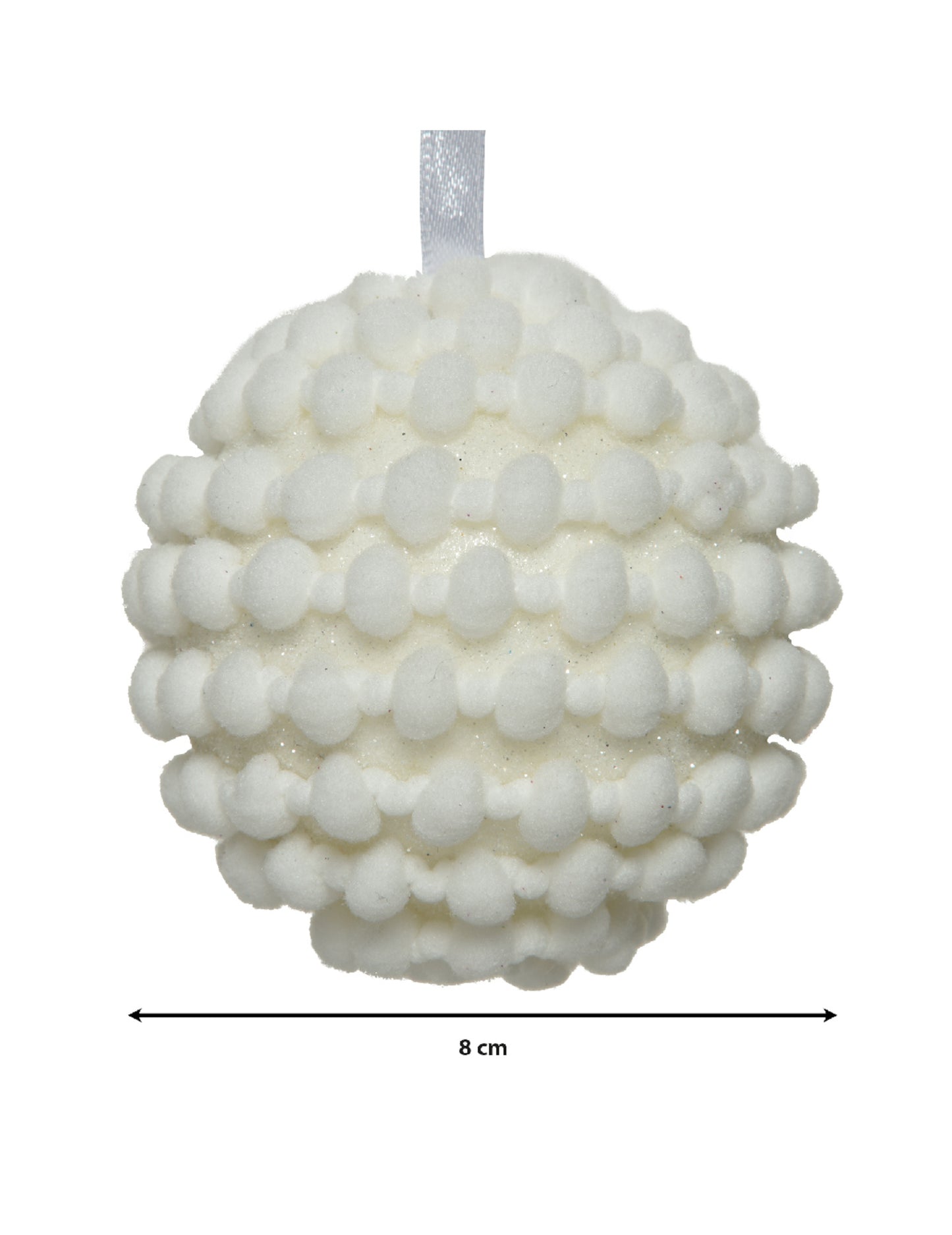 Božična kroglica z bombažem in bleščicami 8 cm polarno ozračje