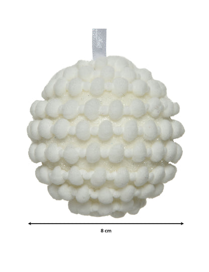 Božična kroglica z bombažem in bleščicami 8 cm polarno ozračje