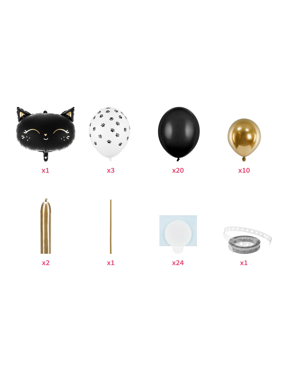 Contenu détaillé du bouquet de ballons chat noir