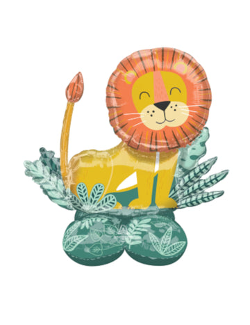 Velikanska aluminijasta žoga Airloonz Lion Get Wild, 114 x 110 cm, dekor iz džungle