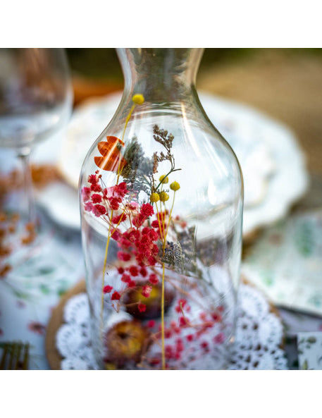 Prozorna steklenica z barvitimi suhimi cvetovi 11 x 27,5 cm