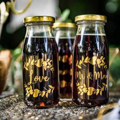 Steklenica v obliki čokoladice z motivi praproti in zlatim zamaškom, 6 x 14 cm