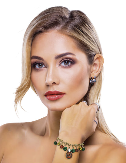 Kovinska zapestnica z božičnimi kroglicami