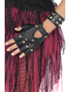 Bracelet punk pour adulte noir à clous pyramidaux argentés