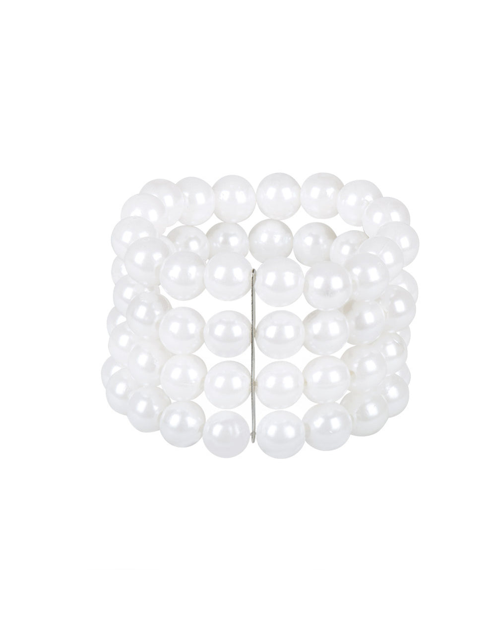 Vue de profil du bracelet de perles blanches pour femme