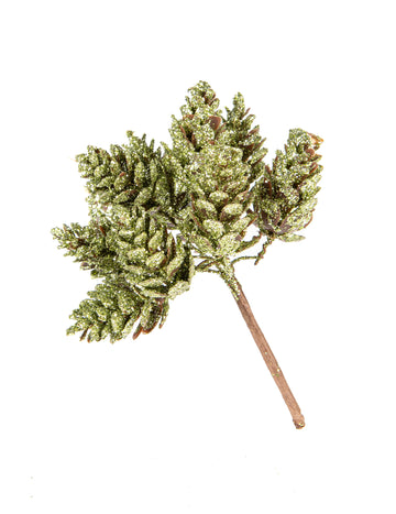 Veja z 12 matiranimi zelenimi storži, 12,5 cm, božična dekoracija