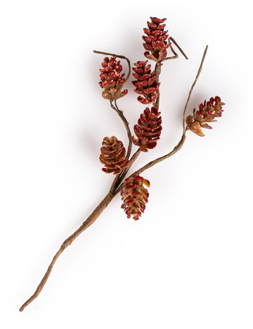 Rdeča bleščeča veja storža 23 cm za božič