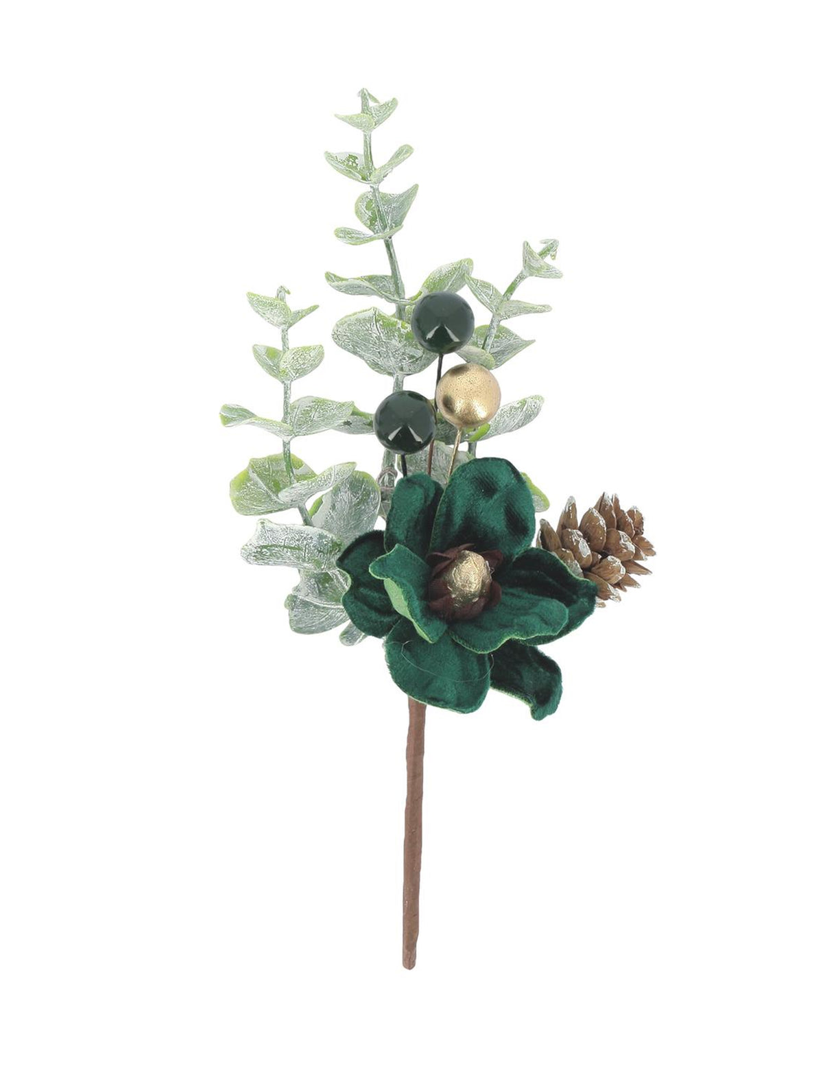 Branche Élégance vert anglais et or 18 cm