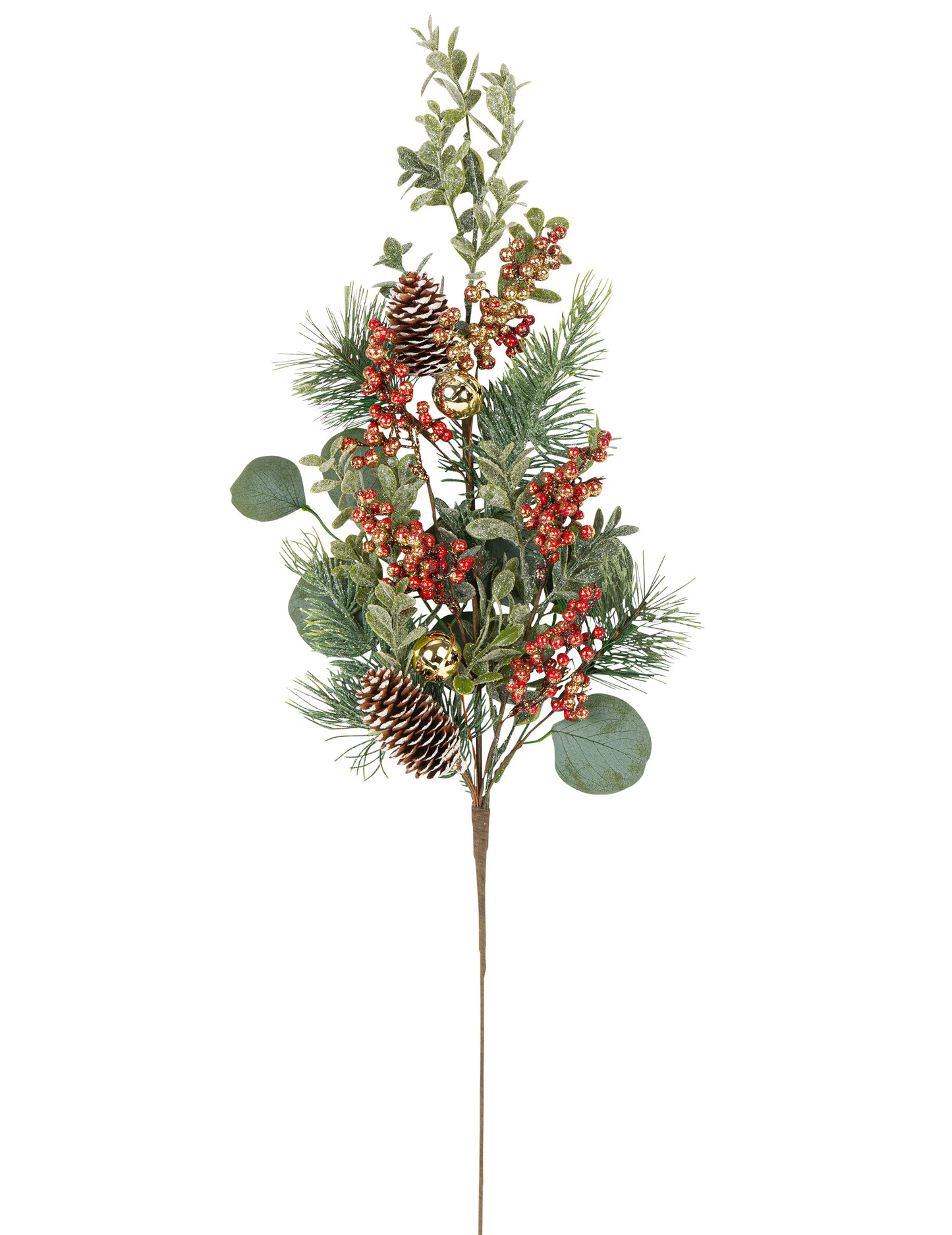 Tradicionalna veja evkaliptusa z zvončki in storži 70 cm dekorativni