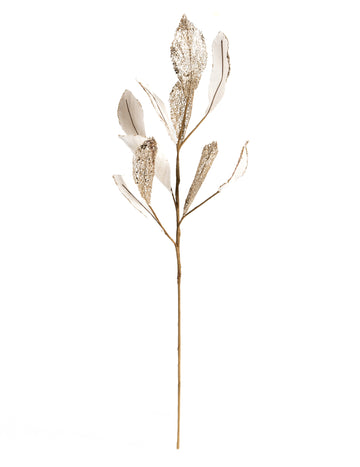 Bela in šampanjsko žametna veja, 75 cm, z bleščicami