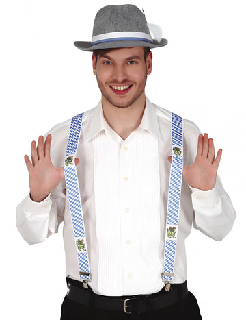 Modro -beli karirani bavarski suspenderji