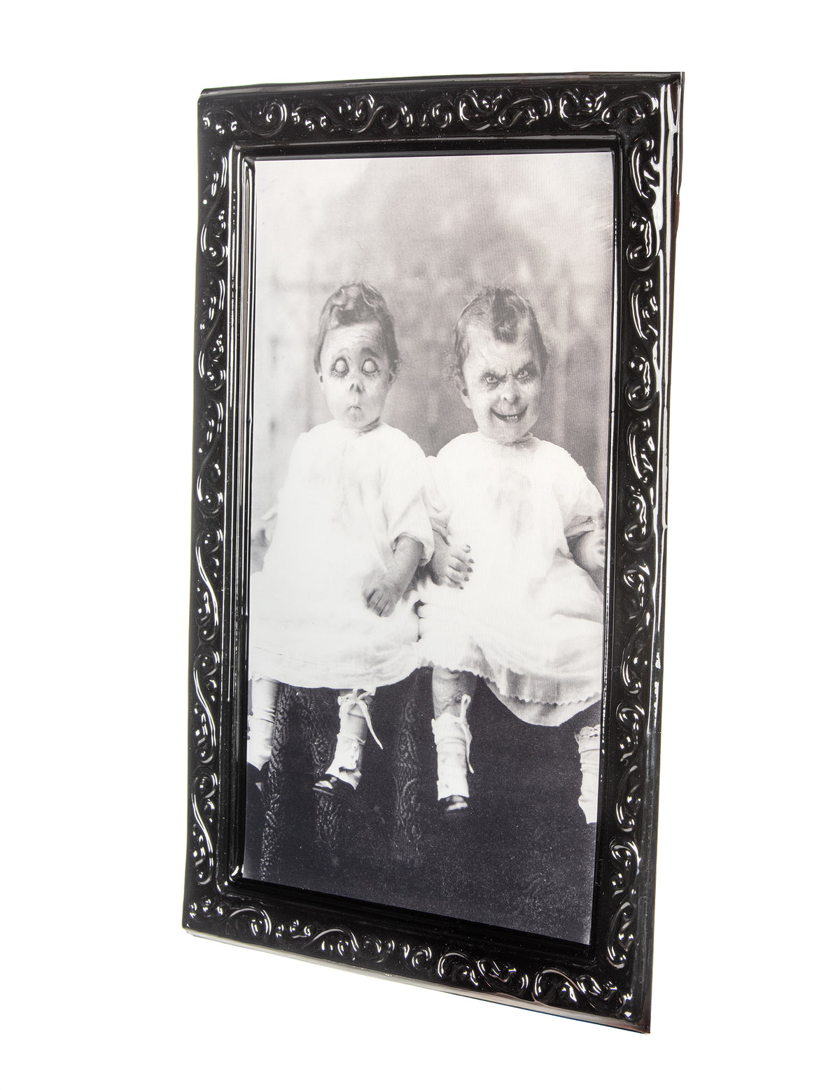 Vue de profil du cadre photo Halloween bébés visages changeants
