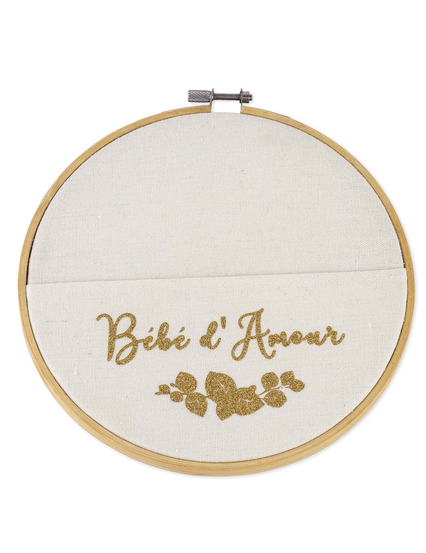Leseni in laneni žepni okvir Baby Love 19 cm bleščeče zlato