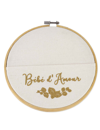 Leseni in laneni žepni okvir Baby Love 19 cm bleščeče zlato