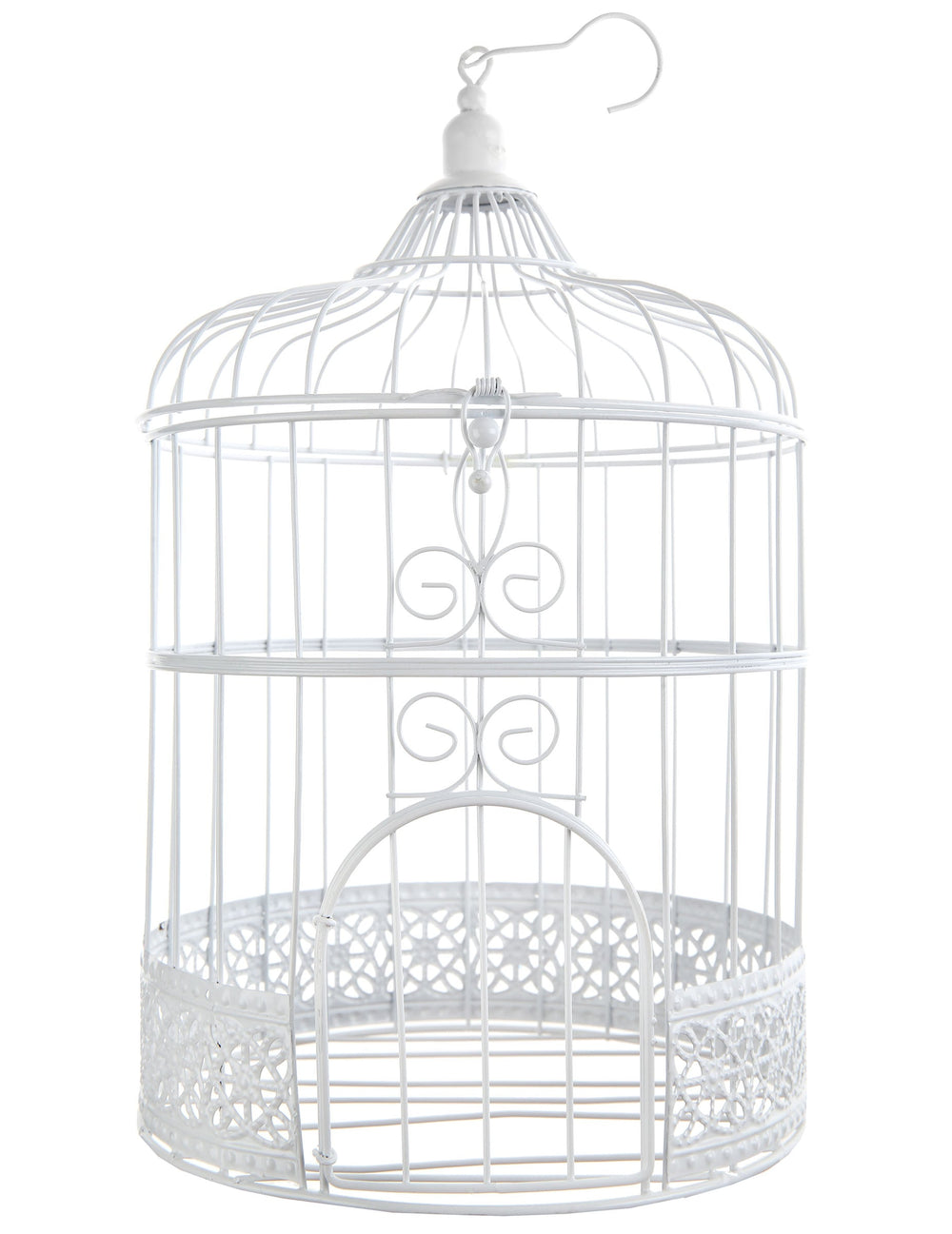 Décoration cage à oiseaux en métal à suspendre pour fête blanche